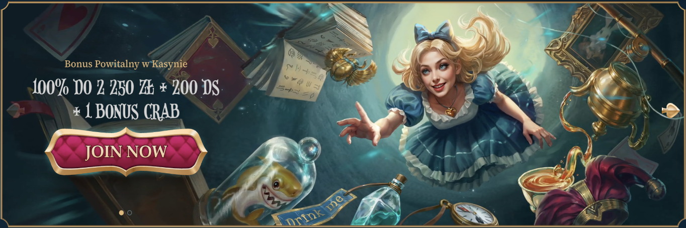 Ekran startowy Alice Bet dla użytkowników z Polski